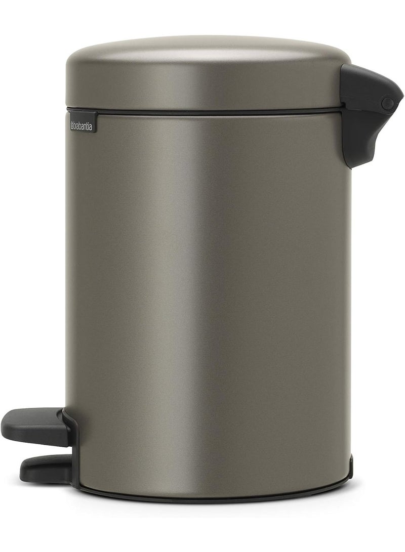 Brabantia 113246 NewIcon Pedal Bin with Plastic Inner Bucket, 3 Litre, Platinum - Image 2